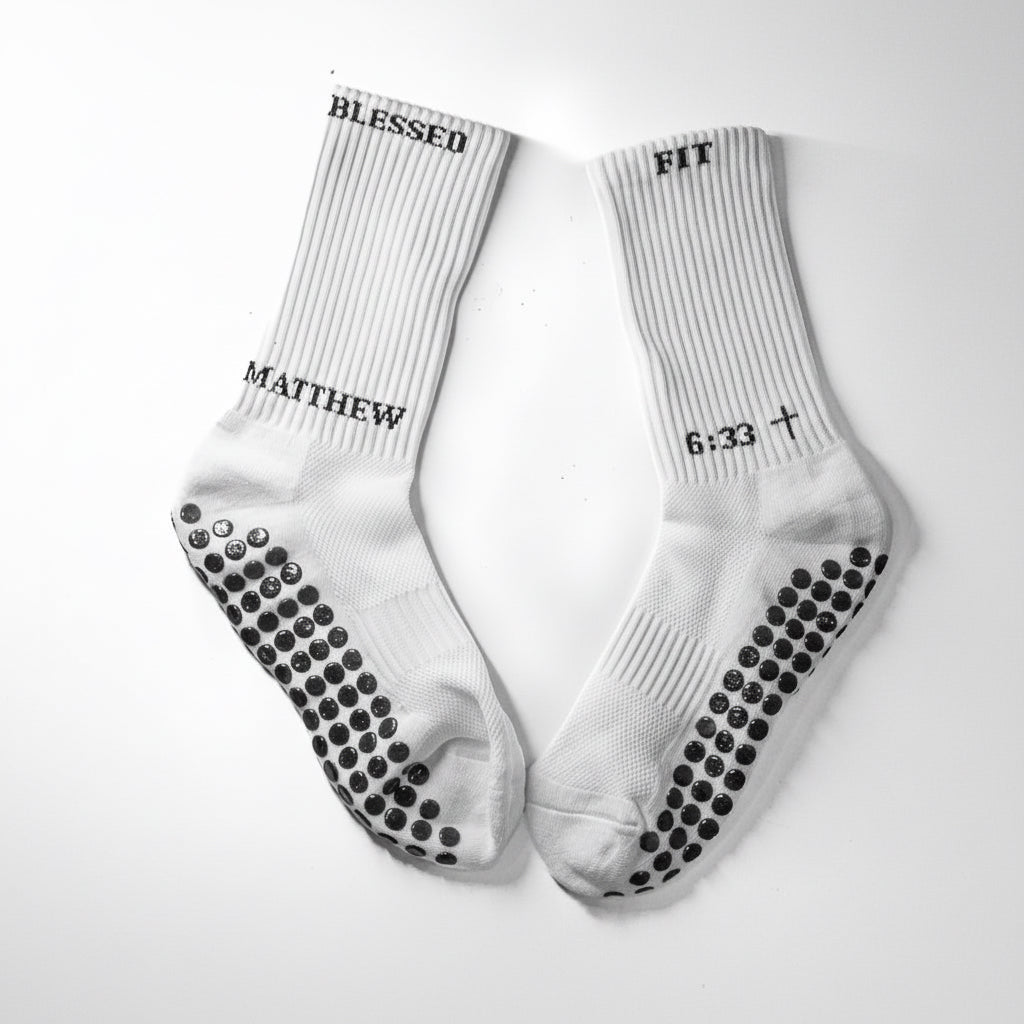 Blessed Fit premium athletic socks with grip dots for sports performance
