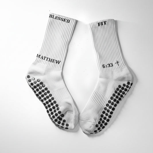 Blessed Fit premium athletic socks with grip dots for sports performance